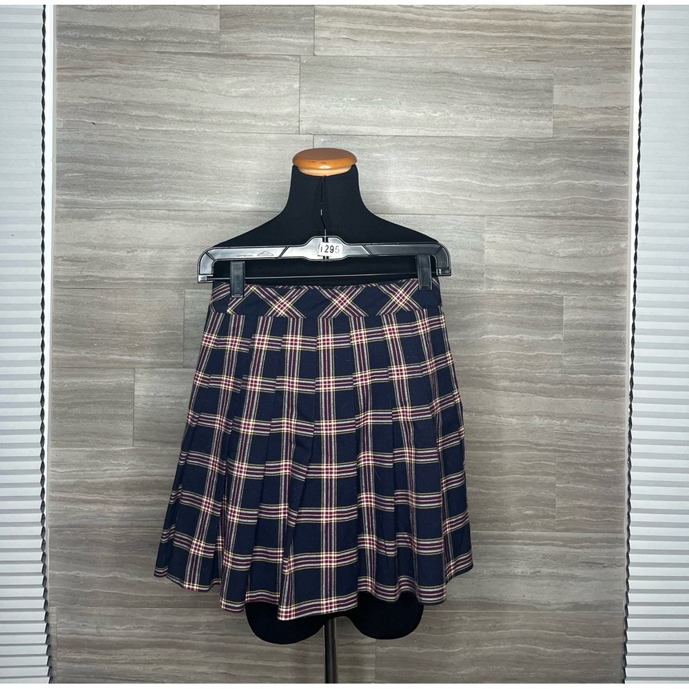 Navy and Maroon Plaid Skirt